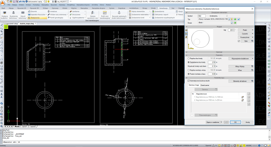 ArCADia-SIECI KANALIZACYJNE 2 | INTERsoft program CAD