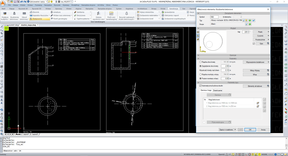 ArCADia-SIECI KANALIZACYJNE 2 - licencja roczna | INTERsoft program CAD