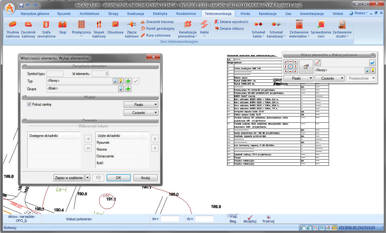 Aktualizacja do ArCADia-SIECI TELEKOMUNIKACYJNE 2 | INTERsoft program CAD