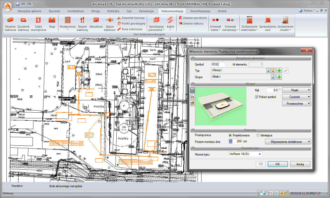 Aktualizacja do ArCADia-SIECI TELEKOMUNIKACYJNE 2 | INTERsoft program CAD