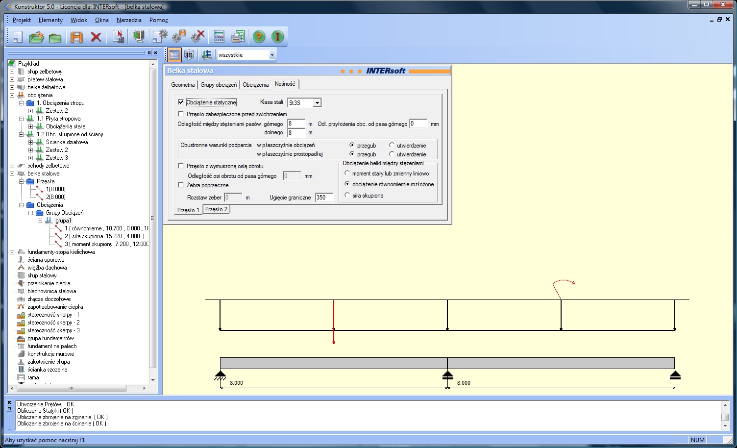 Konstruktor – Belka stalowa | INTERsoft program CAD
