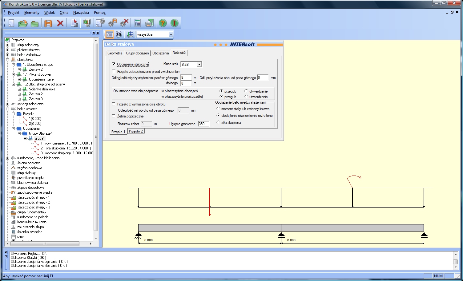Konstruktor – Belka stalowa | INTERsoft program CAD