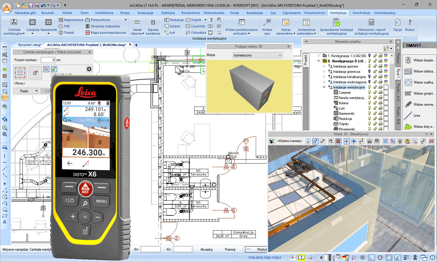 Pakiet Leica DISTO™ X6 + ArCADia BIM LT 15 + ArCADia-INWENTARYZATOR 15 | INTERsoft program CAD