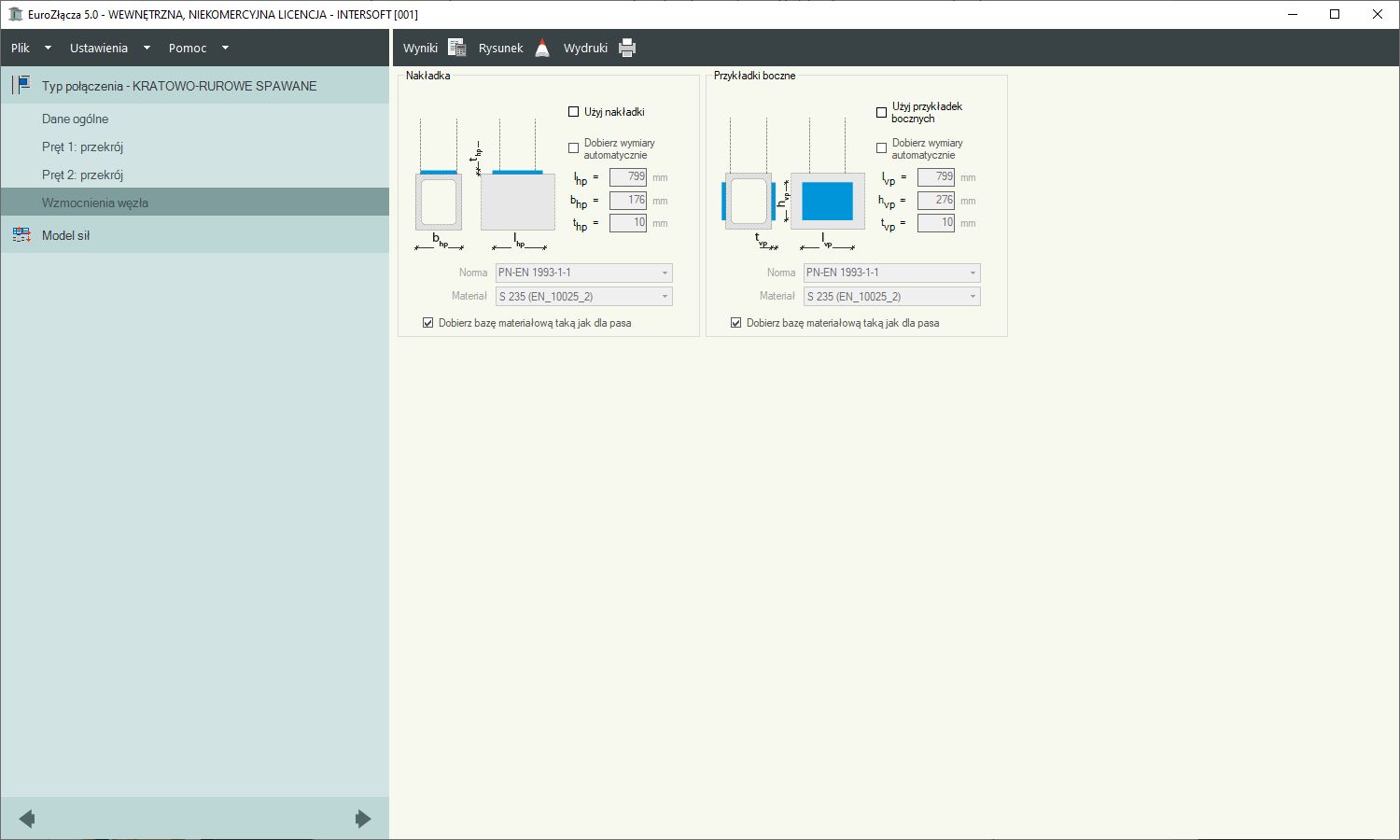 EuroZcza KRATOWO-RUROWE SPAWANE + DXF 2.0 - licencja roczna | INTERsoft program CAD