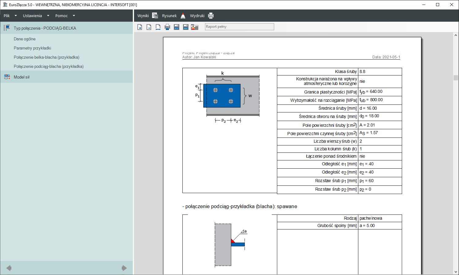 EuroZcza PODCIG-BELKA + DXF 2.0  | INTERsoft program CAD