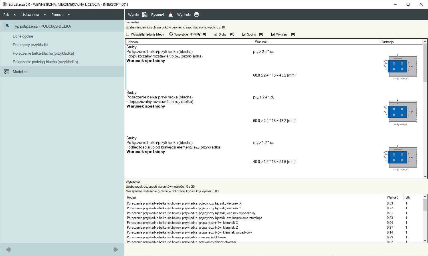 EuroZcza PODCIG-BELKA + DXF 2.0  - licencja roczna | INTERsoft program CAD