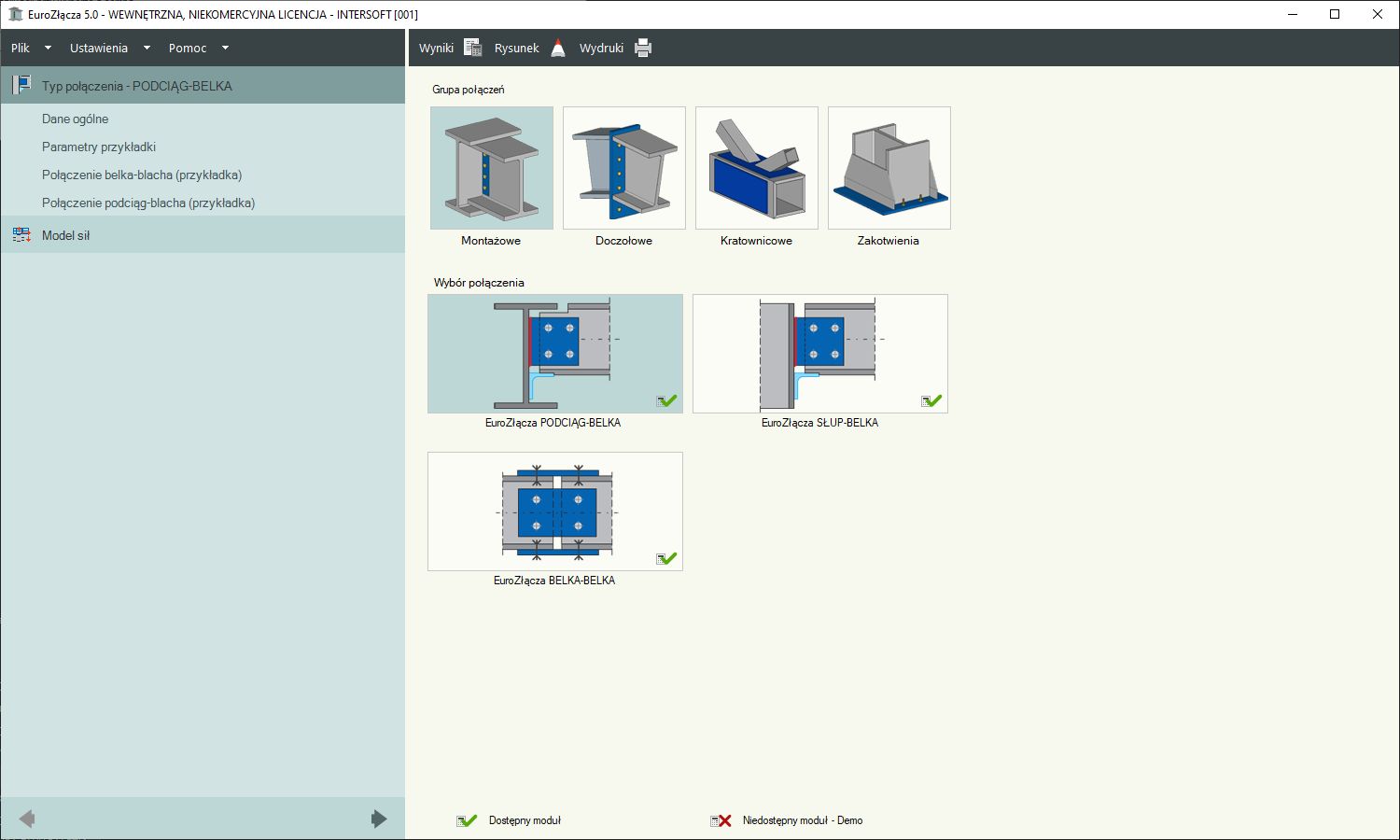 EuroZcza PODCIG-BELKA + DXF 2.0  | INTERsoft program CAD