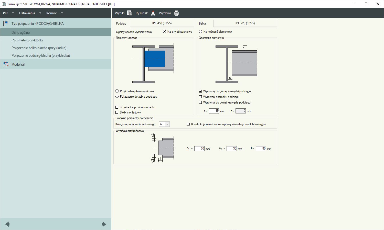 EuroZcza PODCIG-BELKA + DXF 2.0  - licencja roczna | INTERsoft program CAD