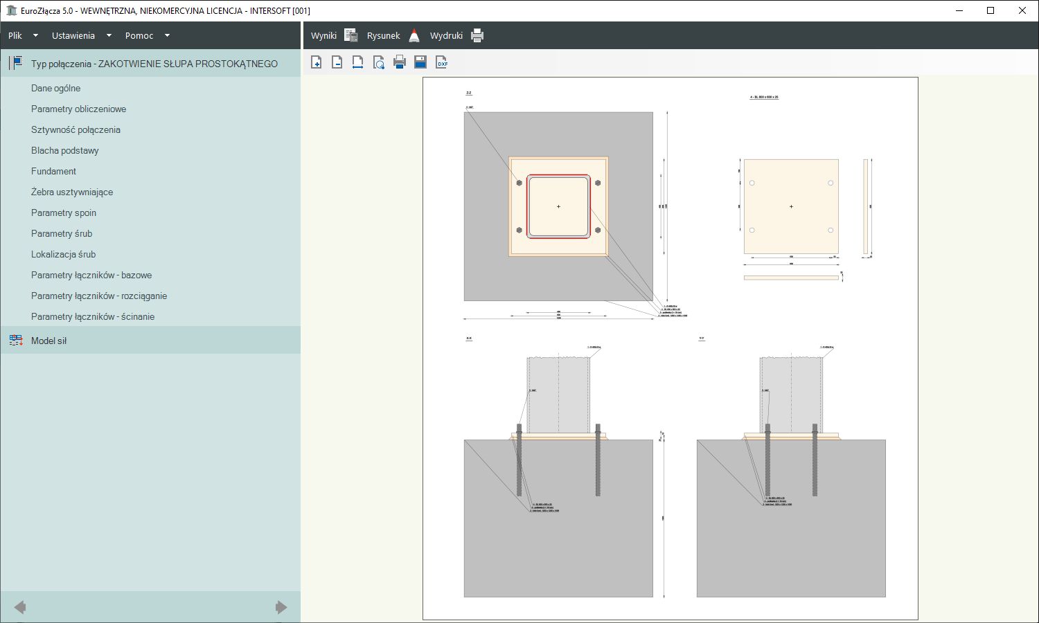 EuroZcza ZAKOTWIENIE SUPA PROSTOKTNEGO + DXF 3.0 | INTERsoft program CAD