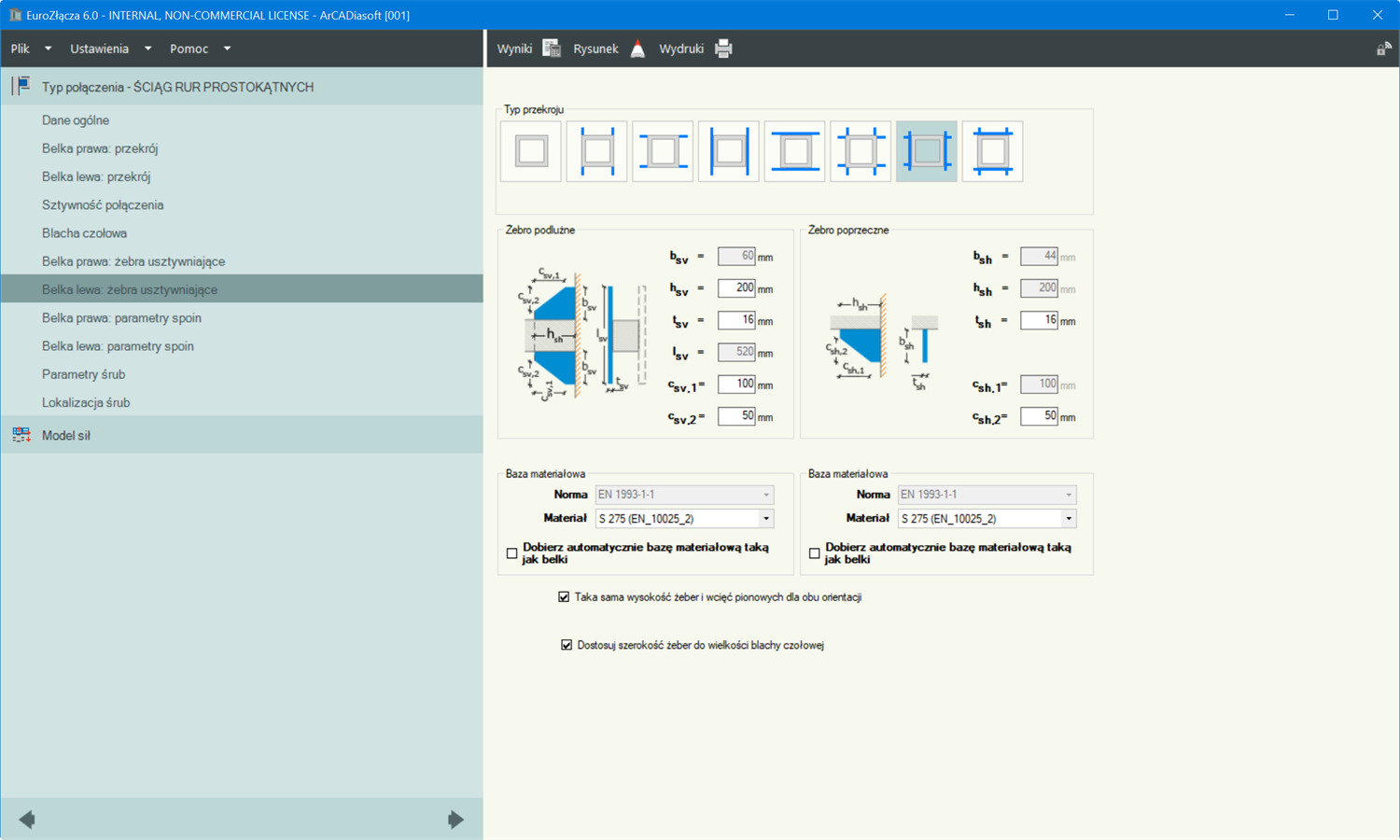 EuroZłącza ŚCIĄG RUR PROSTOKĄTNYCH + DXF | INTERsoft program CAD