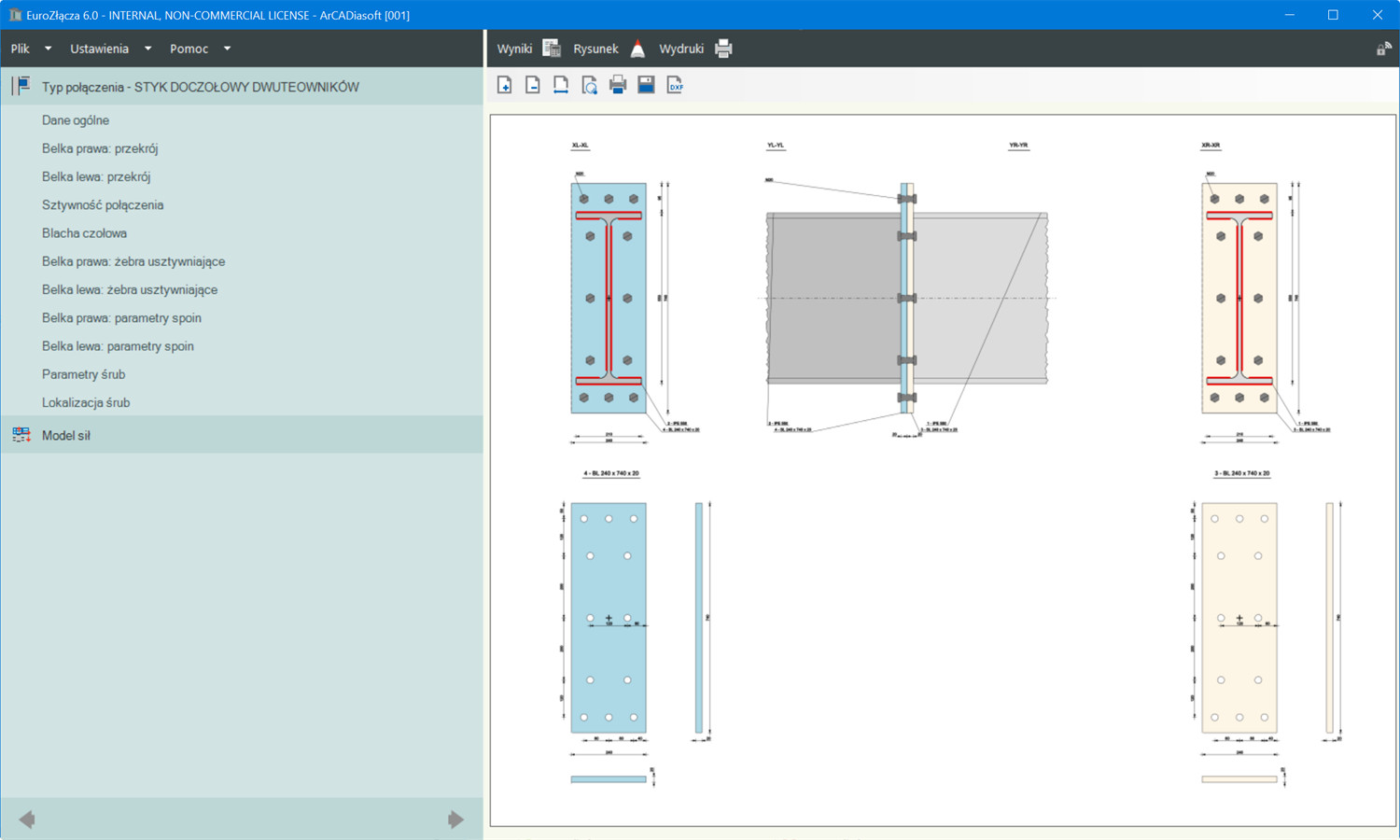 EuroZcza STYK DOCZOOWY DWUTEOWNIKW + DXF - licencja roczna | INTERsoft program CAD