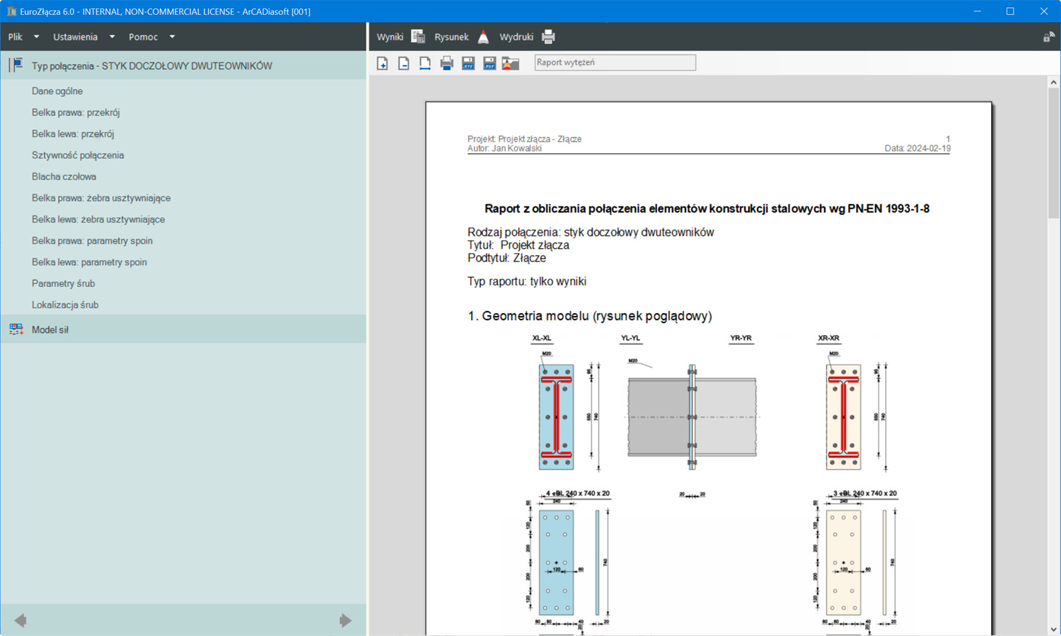 EuroZcza STYK DOCZOOWY DWUTEOWNIKW + DXF - licencja roczna | INTERsoft program CAD