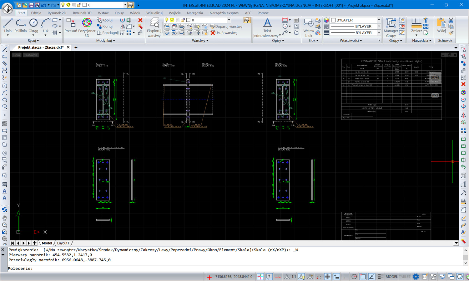 EuroZcza STYK DOCZOOWY DWUTEOWNIKW + DXF - licencja roczna | INTERsoft program CAD