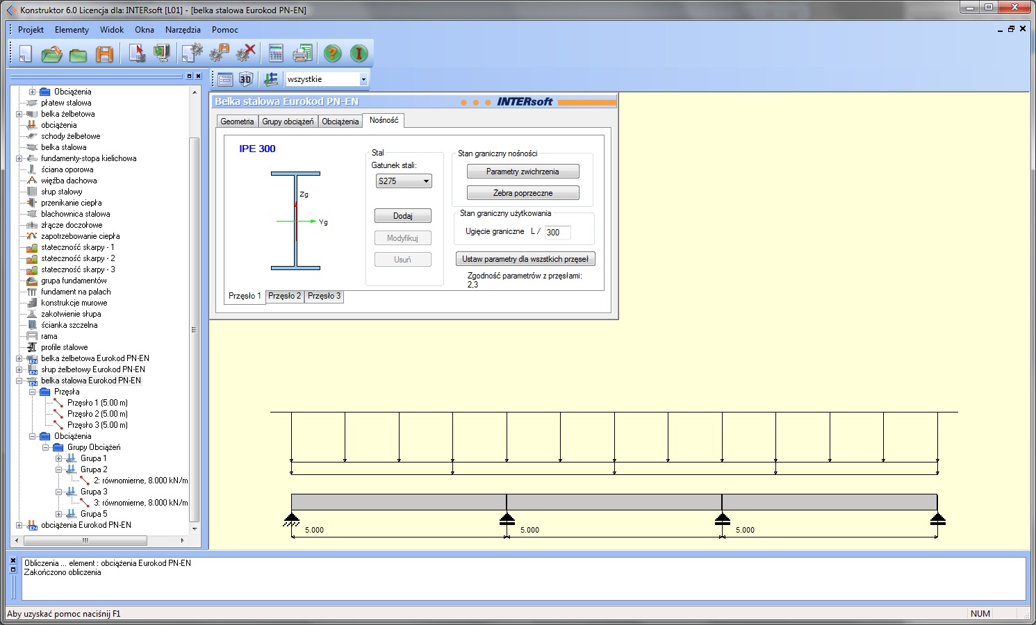 Konstruktor – Belka stalowa Eurokod PN-EN | INTERsoft program CAD