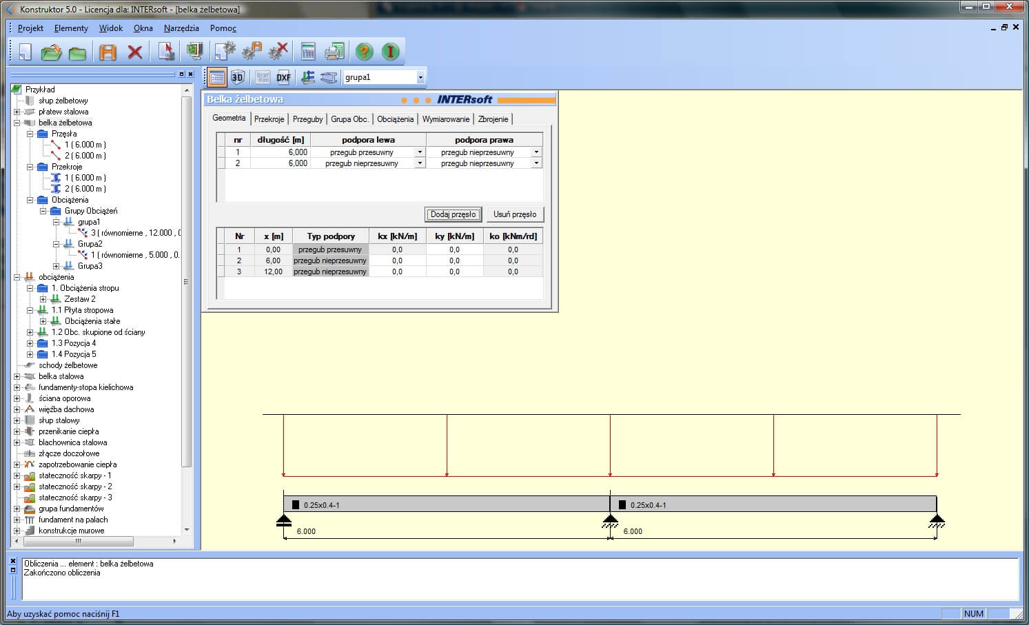 Konstruktor – Belka elbetowa | INTERsoft program CAD