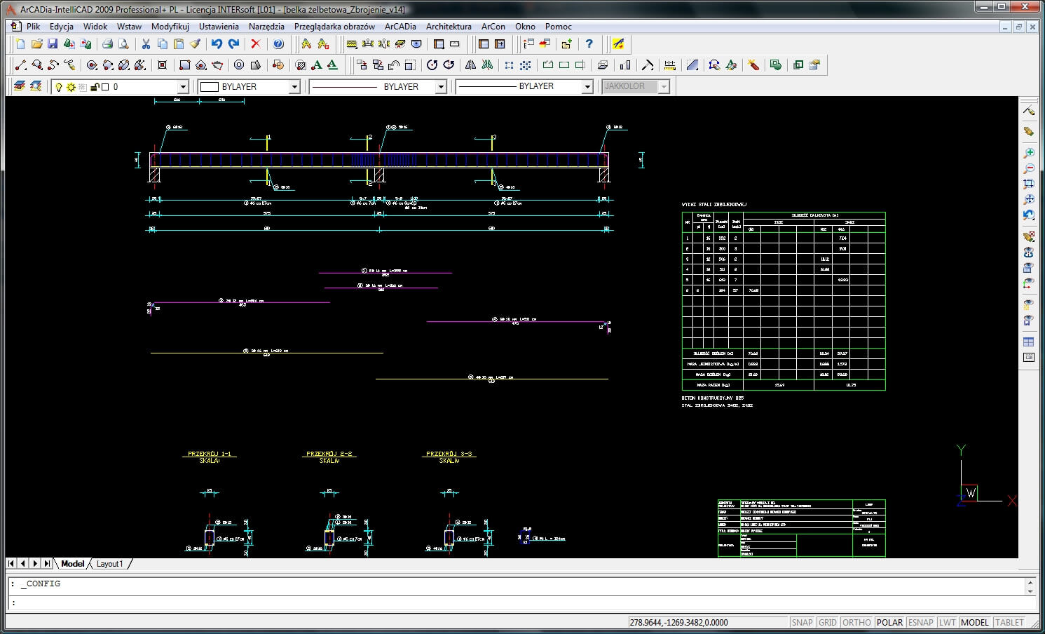 Konstruktor – Rysunki DXF – Belka żelbetowa | INTERsoft program CAD