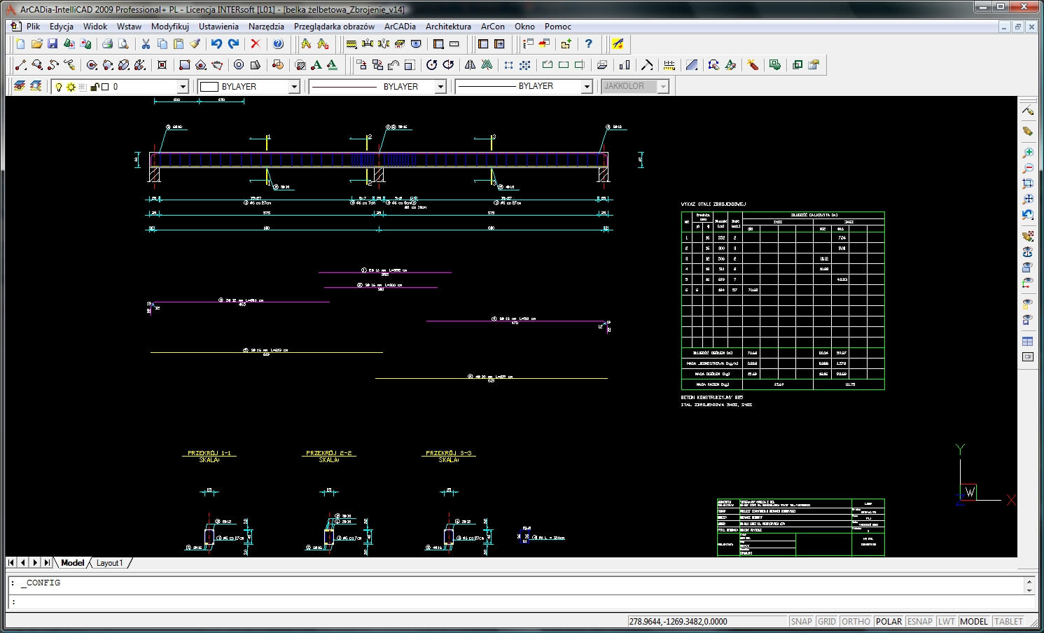 Konstruktor – Rysunki DXF – Belka elbetowa | INTERsoft program CAD