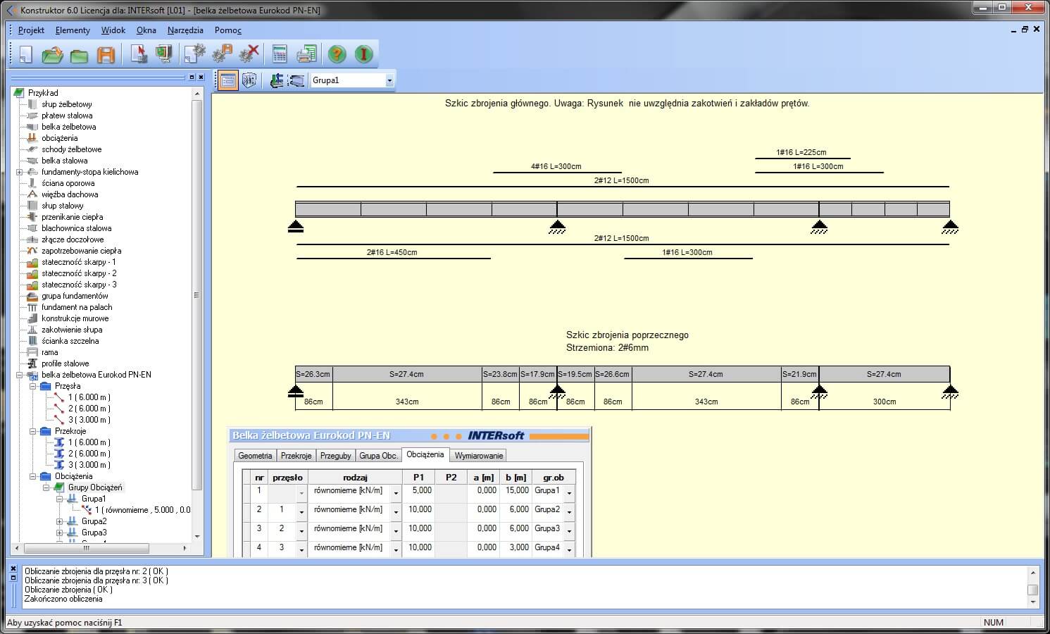 Konstruktor – Belka żelbetowa Eurokod PN-EN  | INTERsoft program CAD