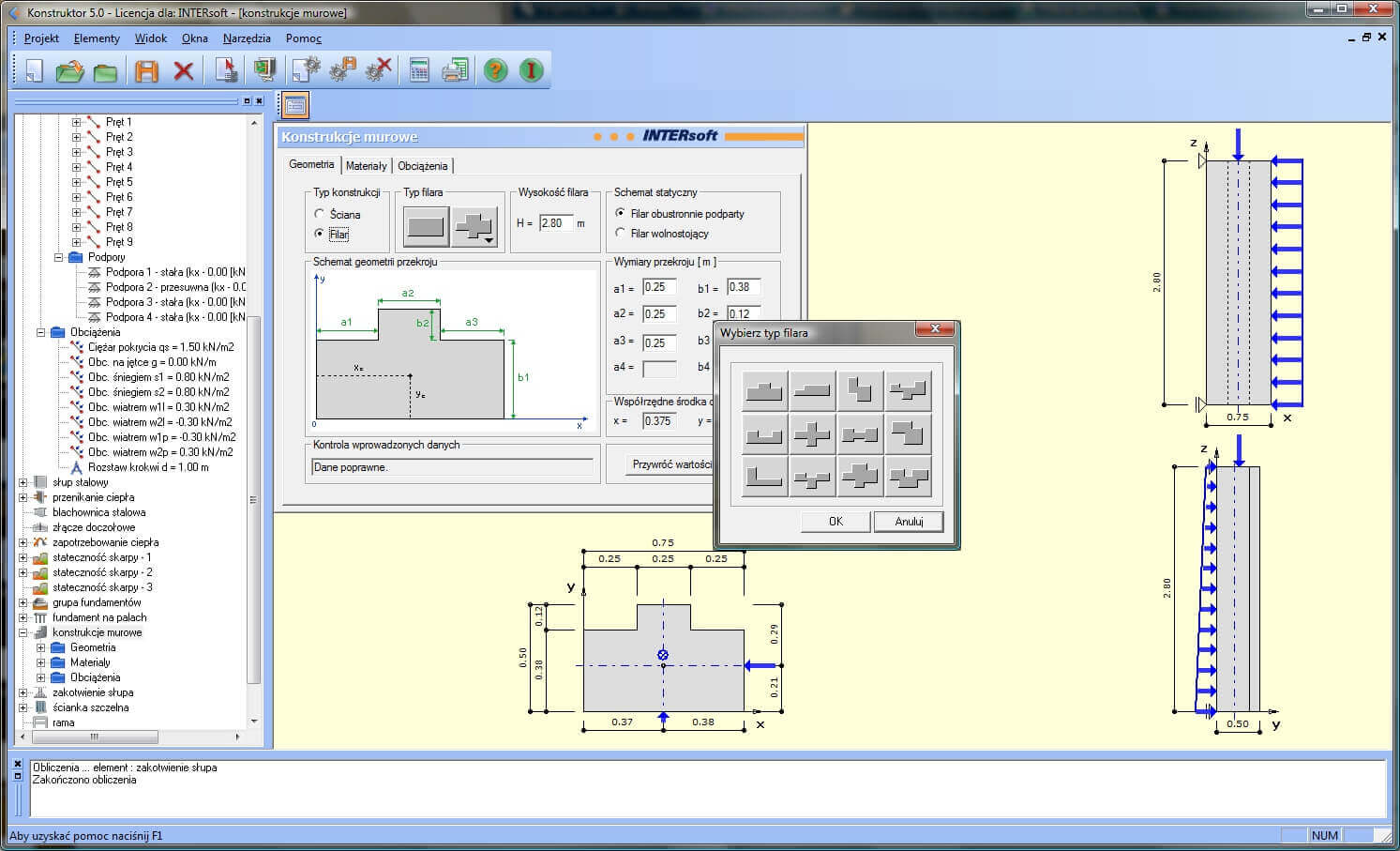 Konstruktor – Konstrukcje murowe | INTERsoft program CAD