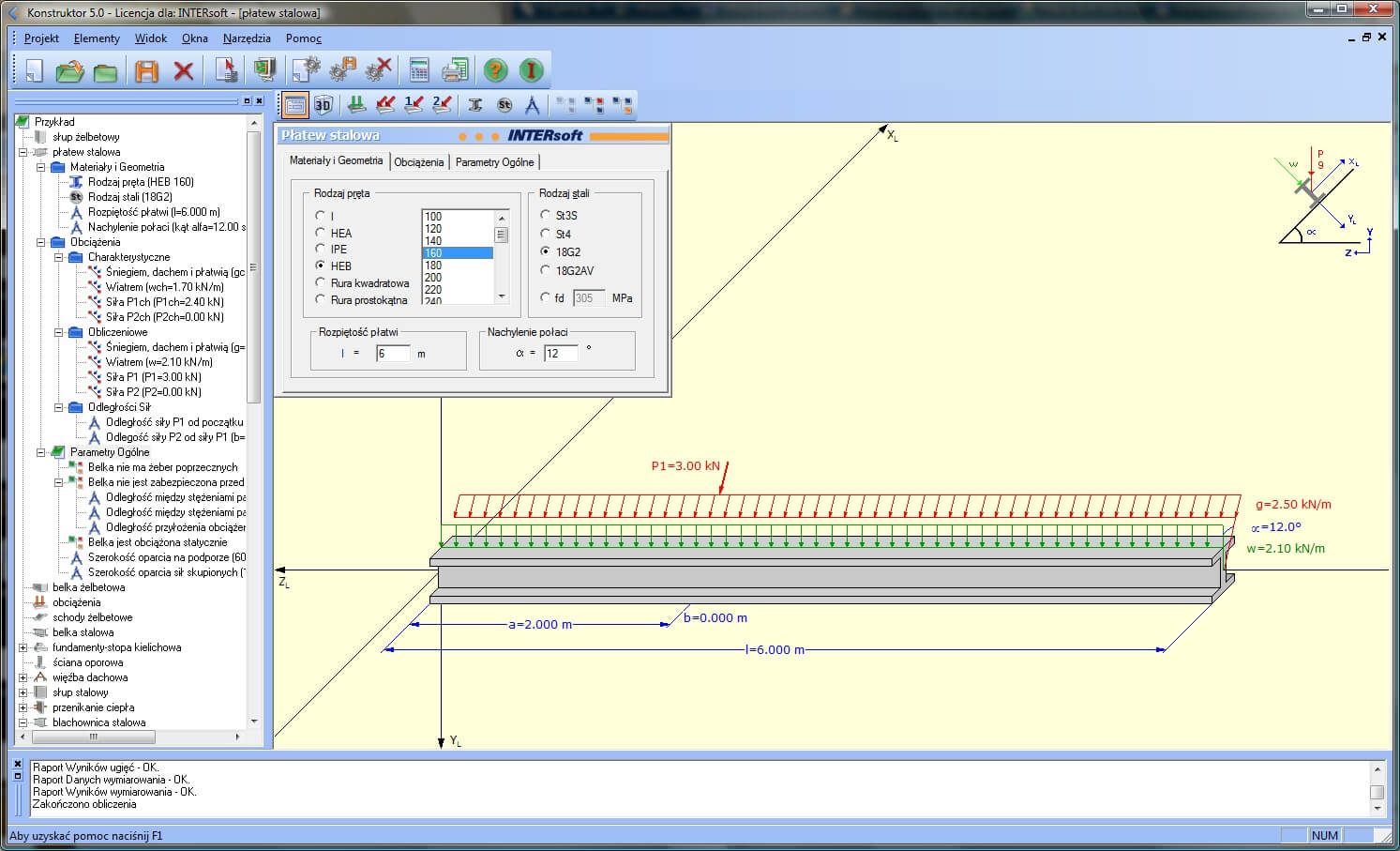 Konstruktor – Płatew stalowa | INTERsoft program CAD