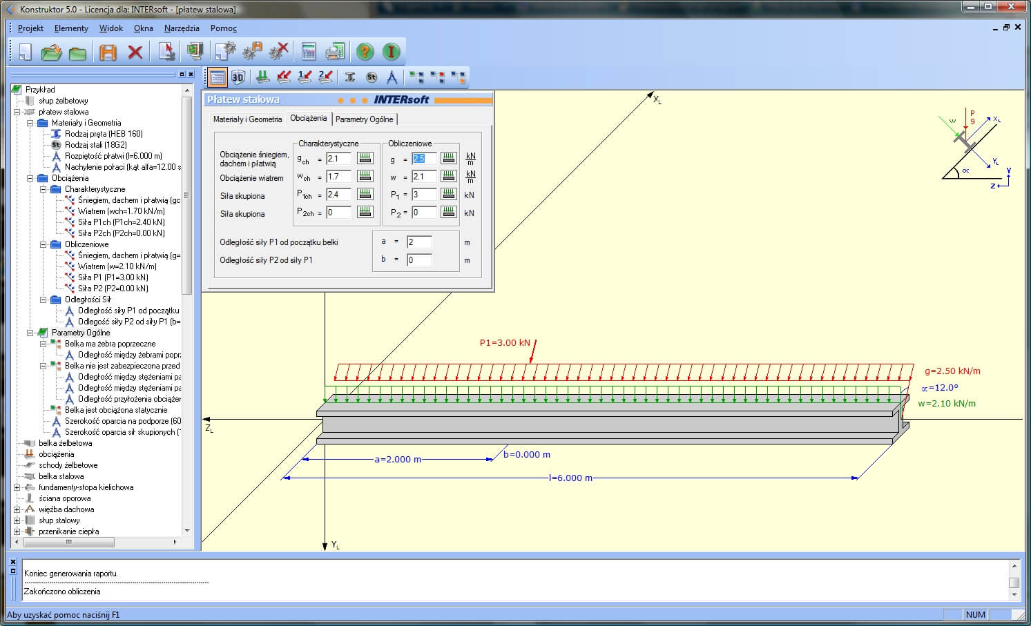 Konstruktor – Płatew stalowa | INTERsoft program CAD