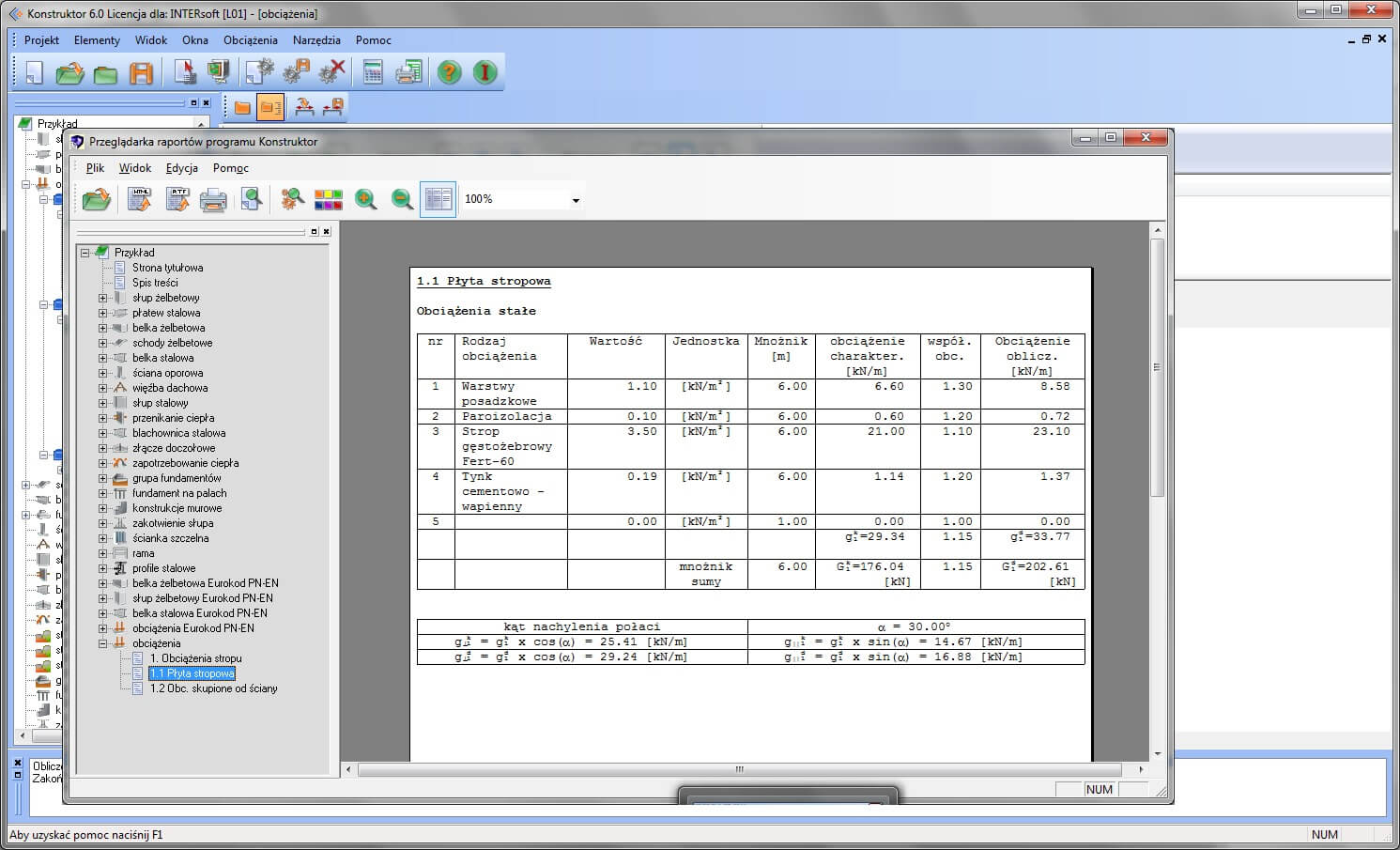 Konstruktor 6 – Moduł zarządzający + Obciążenia + Obciążenia Eurokod PN-EN | INTERsoft program CAD
