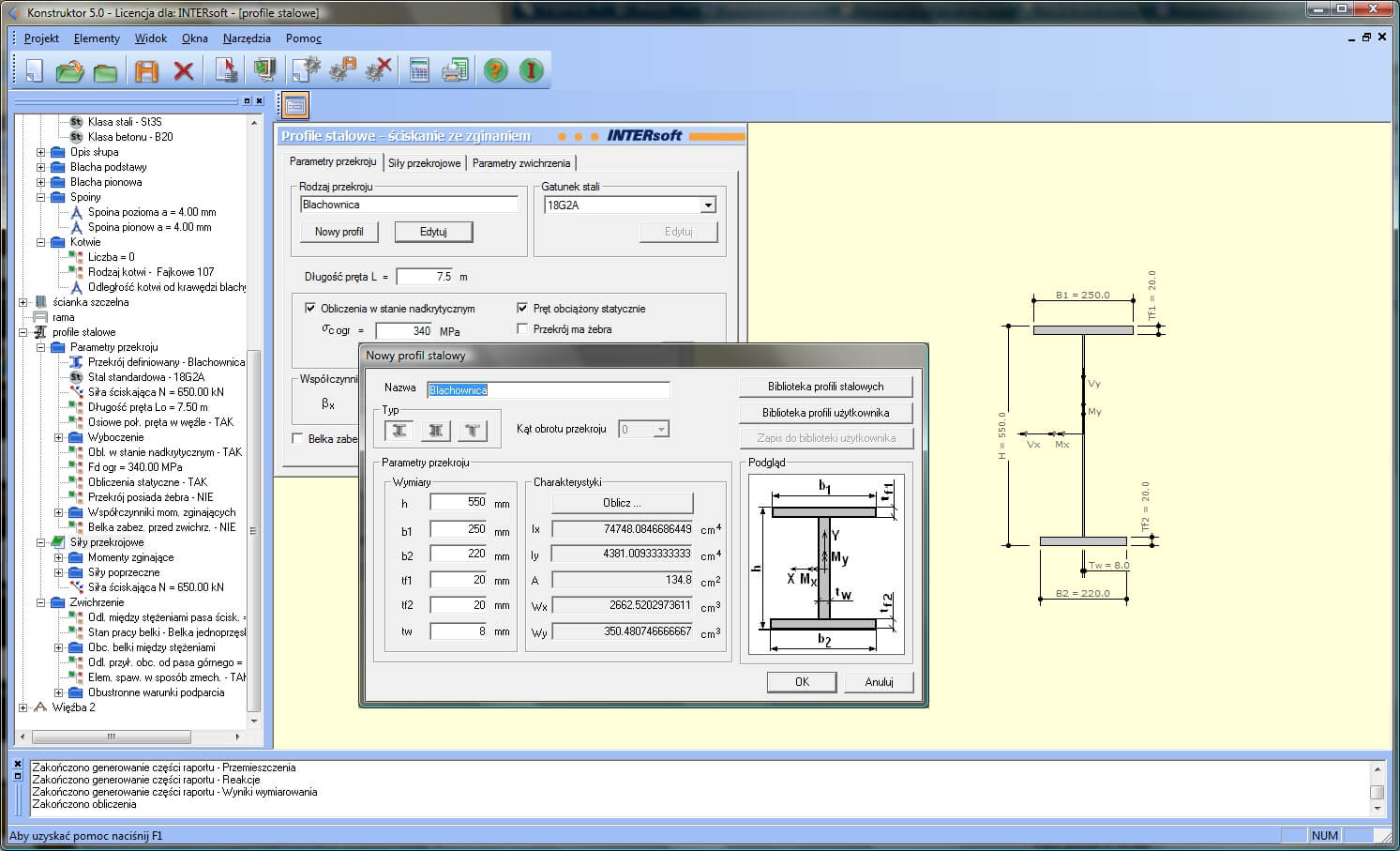 Konstruktor – Profile stalowe | INTERsoft program CAD