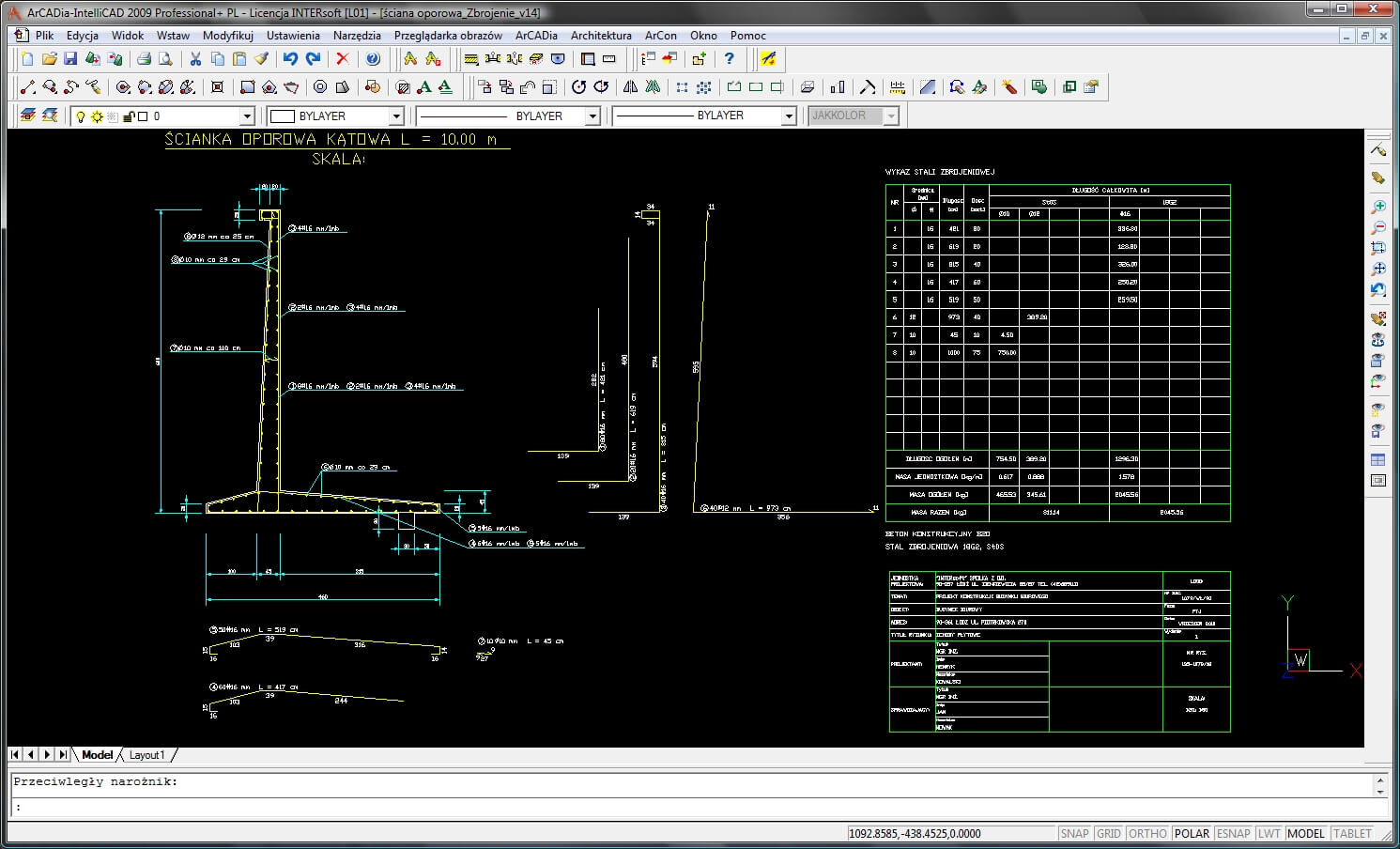 Konstruktor – Rysunki DXF – ciana oporowa | INTERsoft program CAD