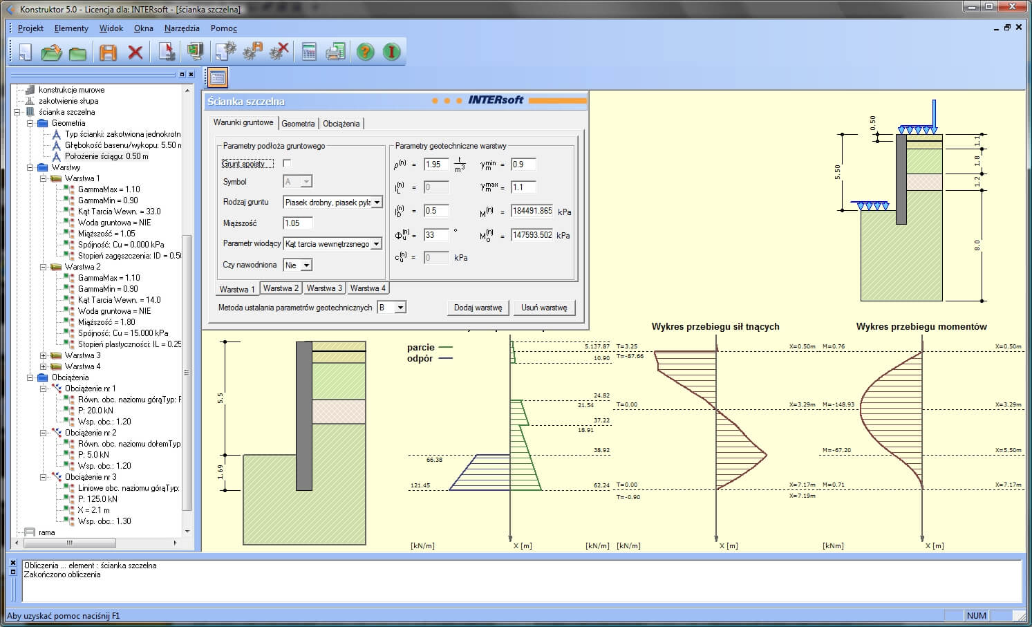 Konstruktor – Ścianka szczelna | INTERsoft program CAD