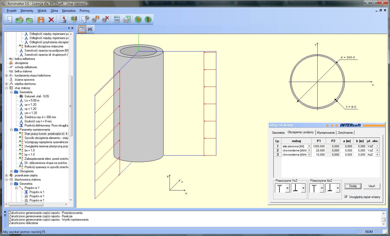 Konstruktor – Słup stalowy | INTERsoft program CAD