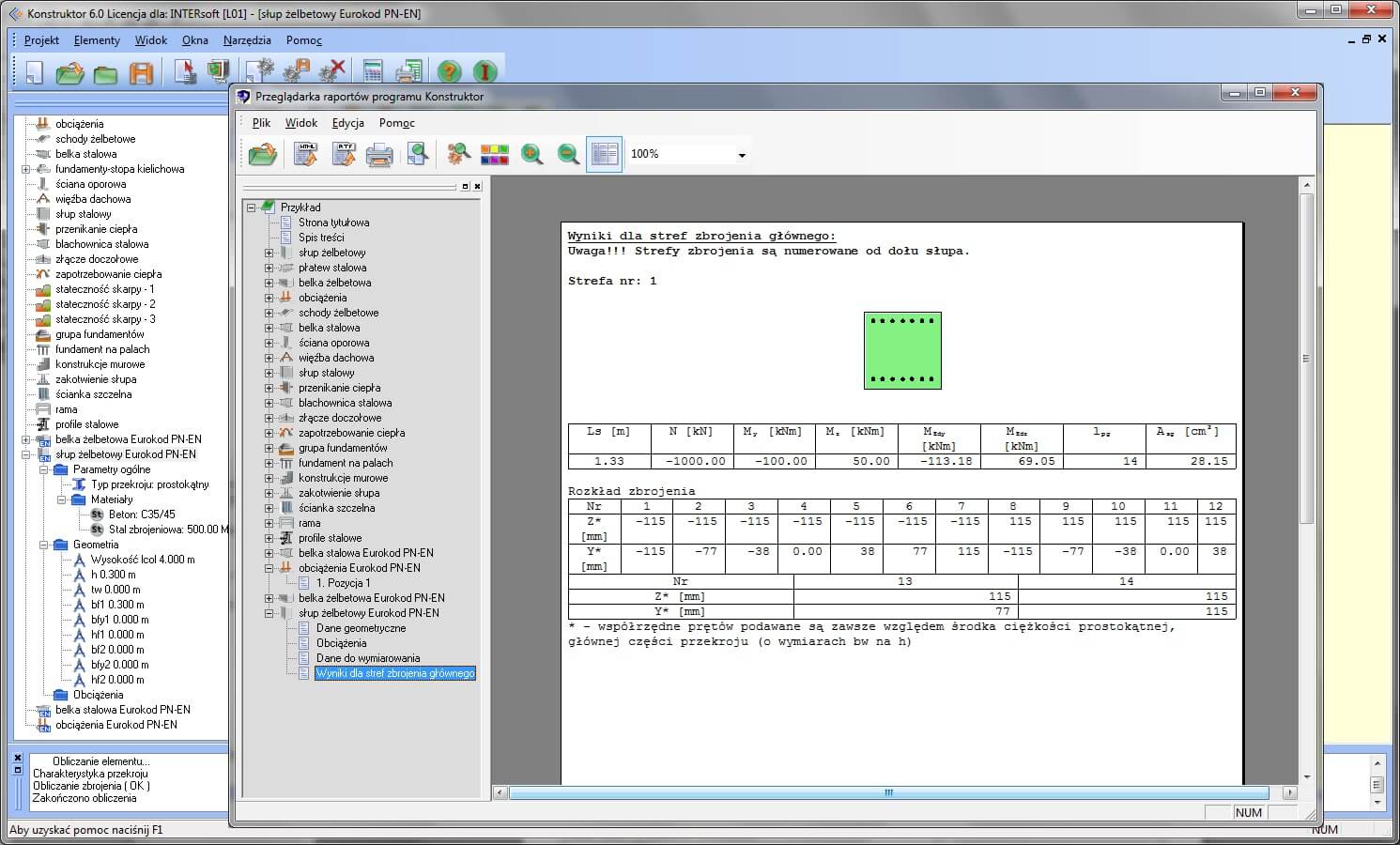 Konstruktor – Słup żelbetowy Eurokod PN-EN | INTERsoft program CAD