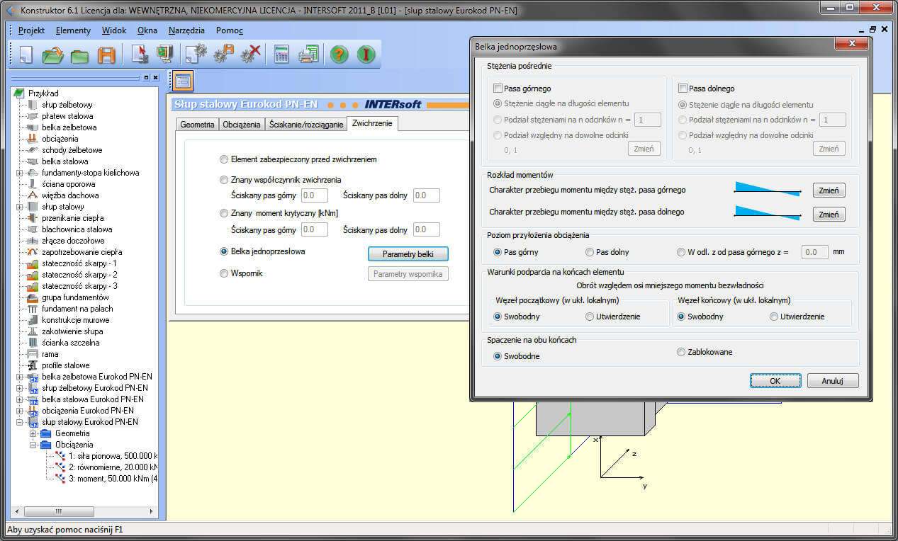 Konstruktor – Słup stalowy Eurokod PN-EN | INTERsoft program CAD