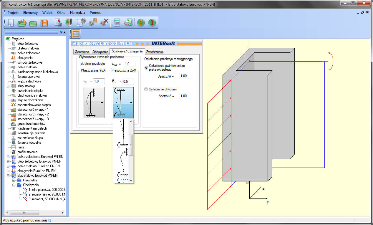 Konstruktor – Sup stalowy Eurokod PN-EN | INTERsoft program CAD