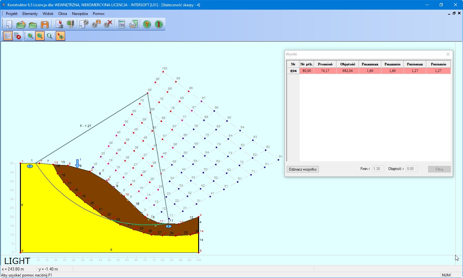 Konstruktor – Stateczność skarp i zboczy | INTERsoft program CAD