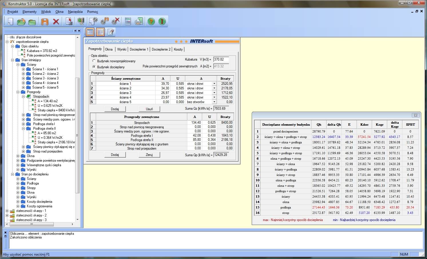 Konstruktor – Zapotrzebowanie na ciepo | INTERsoft program CAD