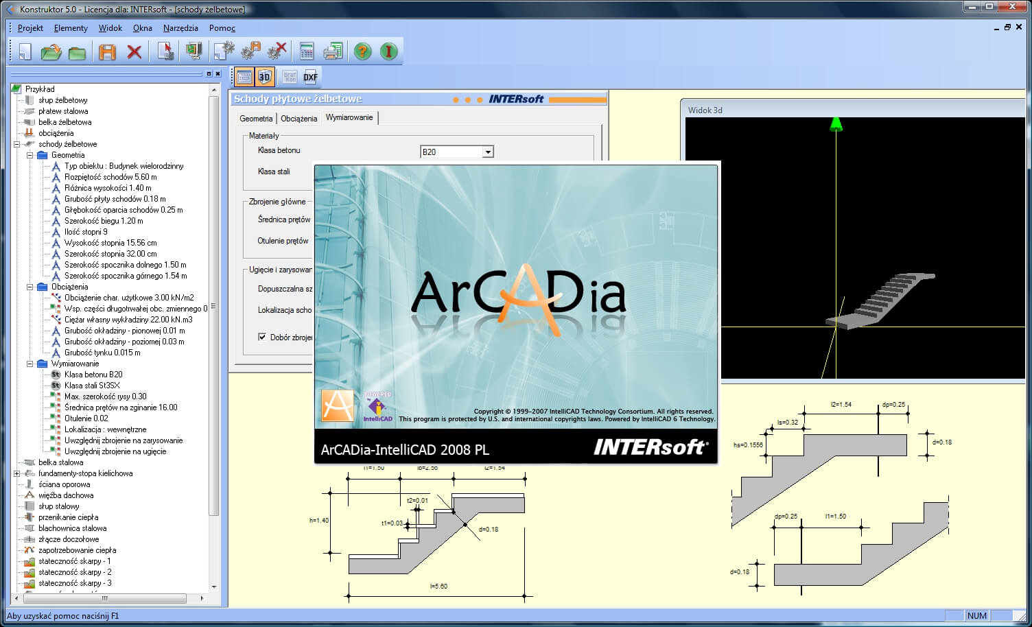Konstruktor – Rysunki DXF – Schody pytowe | INTERsoft program CAD