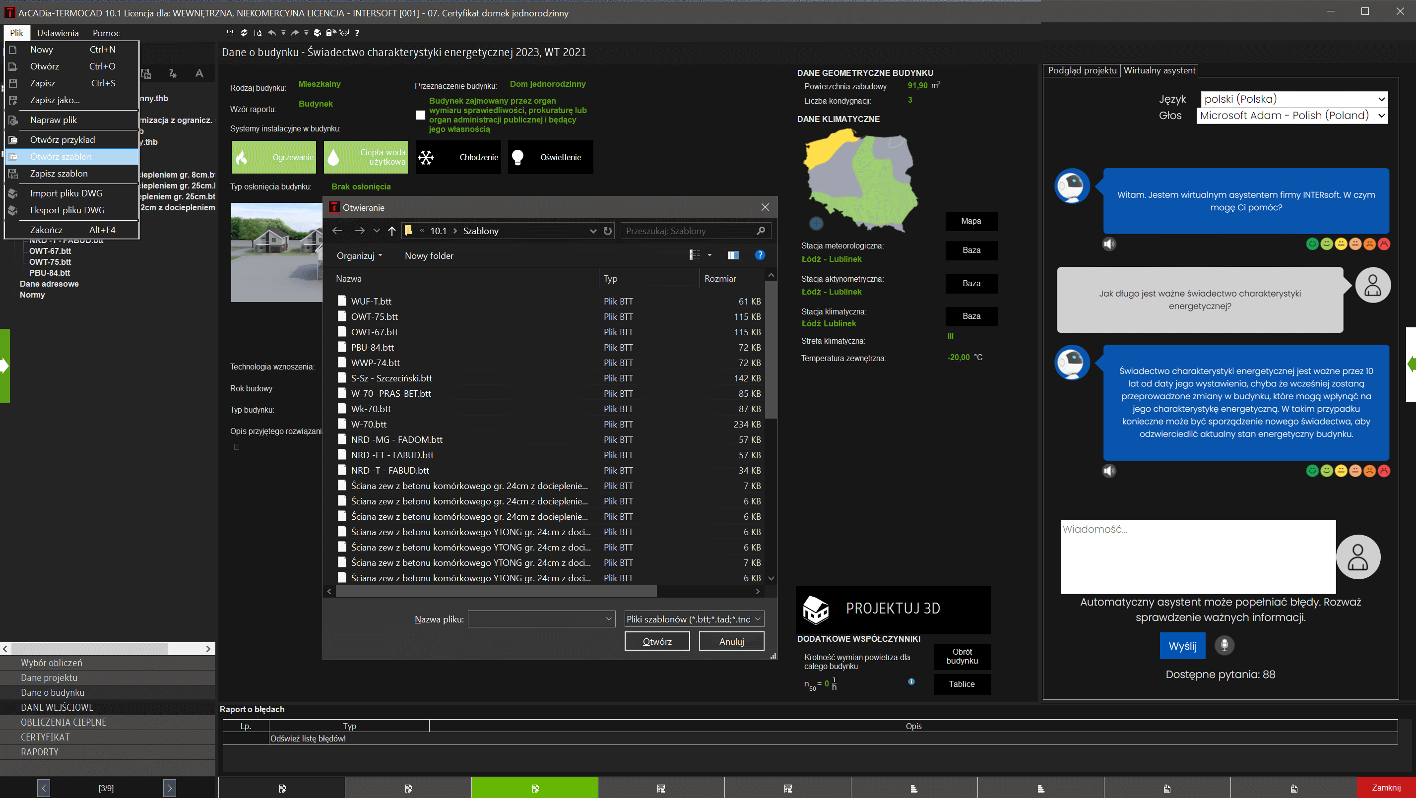 Pakiet 70 pyta do Asystenta AI dla ArCADia-TERMOCAD | INTERsoft program CAD