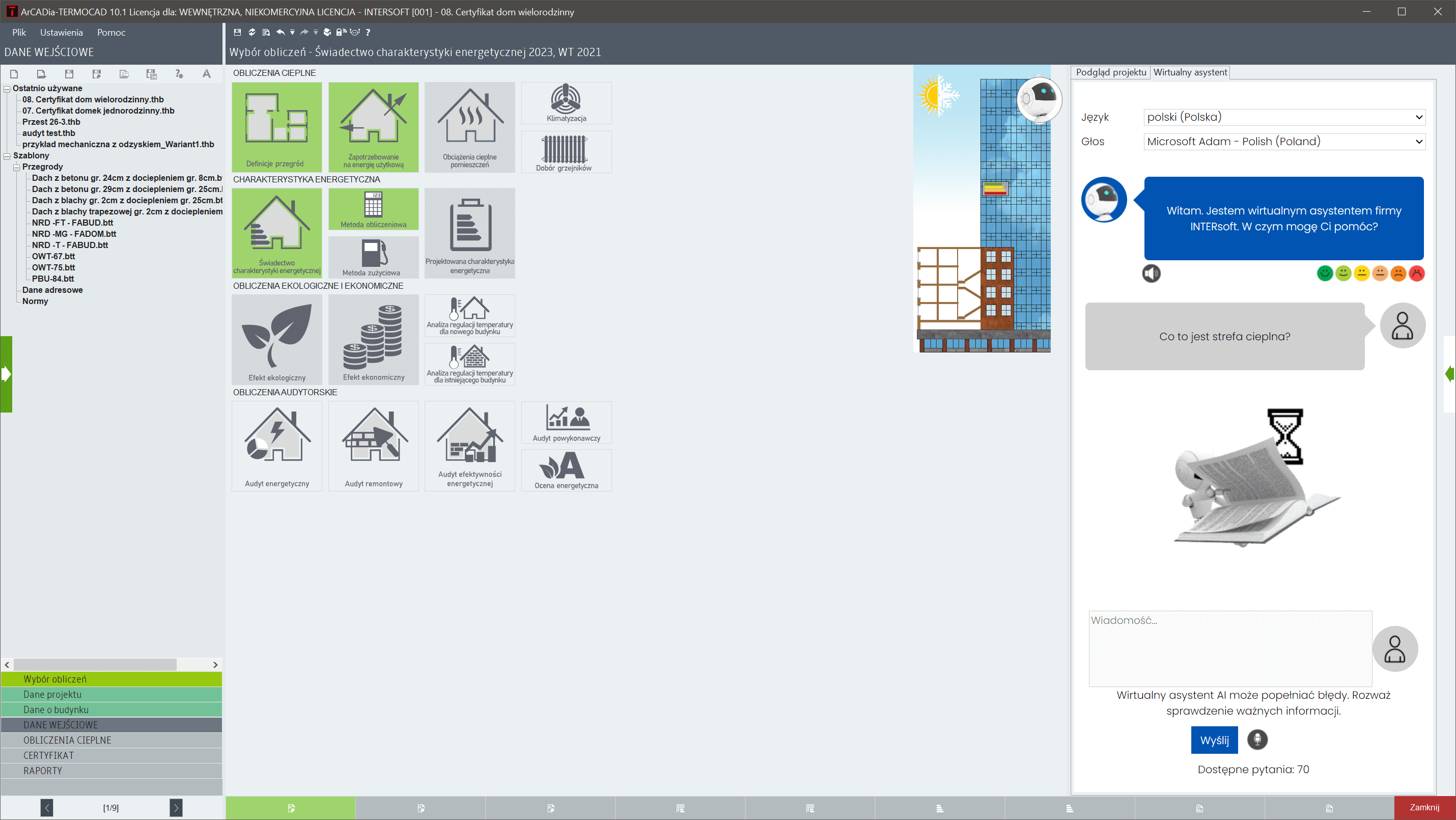 Pakiet 70 pyta do Asystenta AI dla ArCADia-TERMOCAD | INTERsoft program CAD