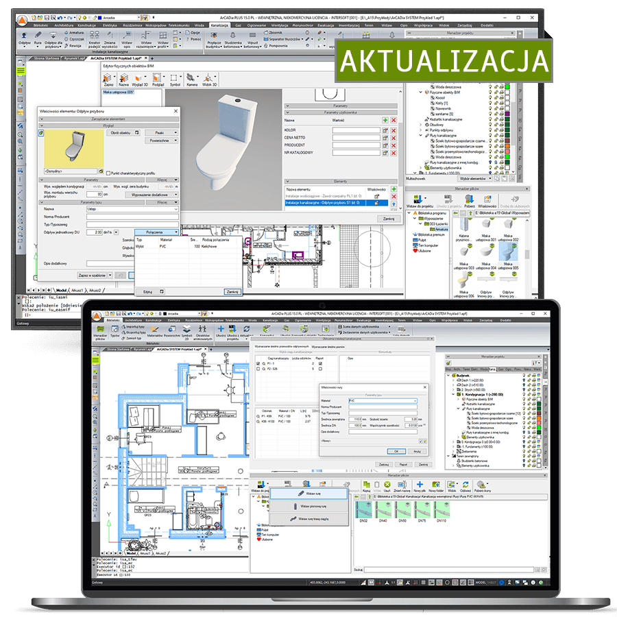 Program aktualizacja ArCADia-INSTALACJE KANALIZACYJNE do wersji 15