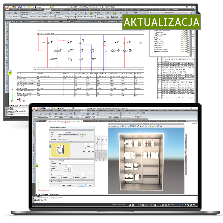 Program aktualizacja ArCADia-TABLICE ROZDZIELCZE z wersji 2 do 15