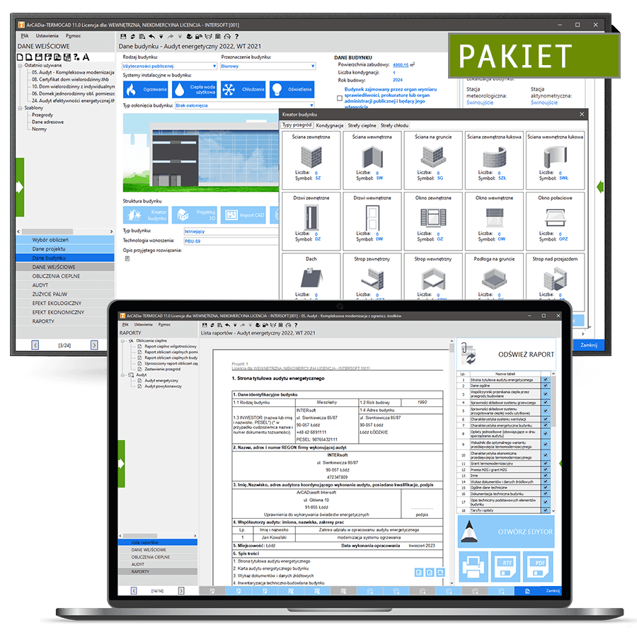 Program Pakiet  ArCADia-TERMOCAD CHE 11 +  Audyt 11