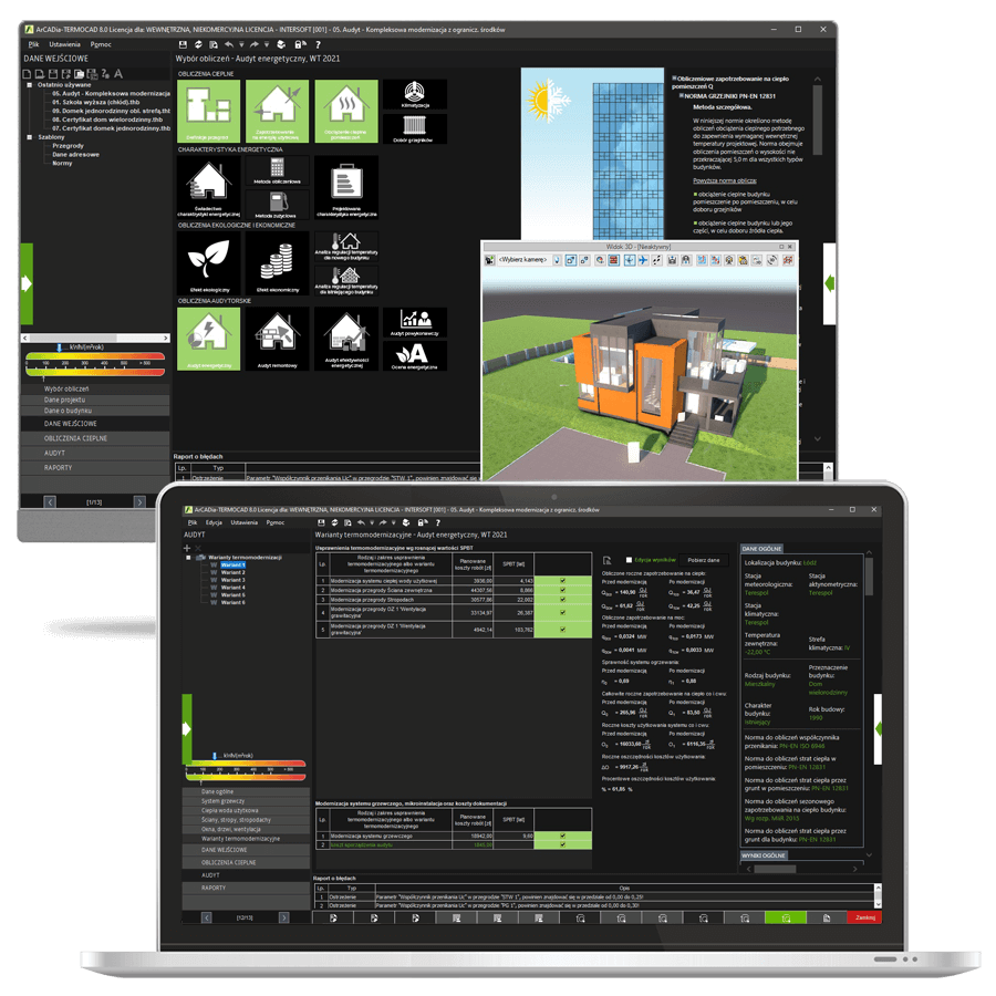 Program Aktualizacja z ArCADia-TERMOCAD PRO 2020 7 do ArCADia-TERMOCAD CHE 8 + PCHE 8 + Audyt 9
