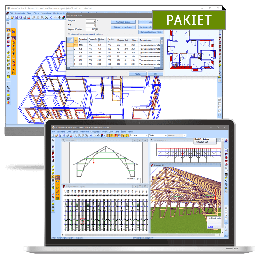 Program Pakiet WoodCon 10 Dach + ciana 