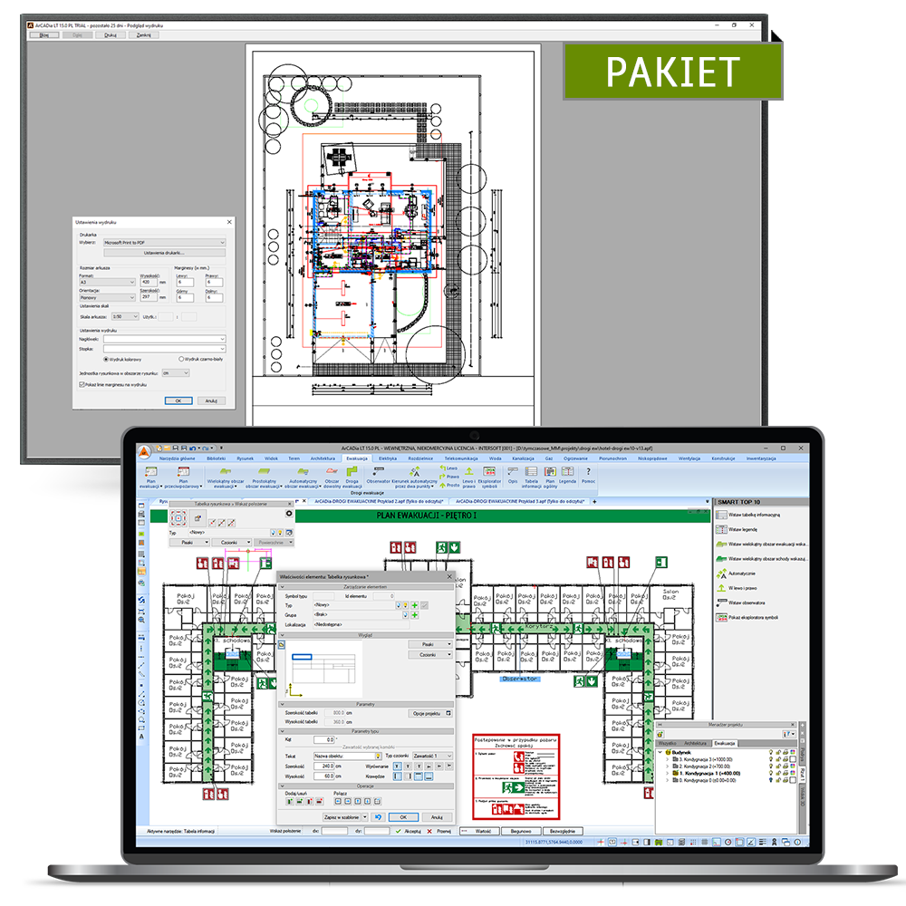 Program ArCADia BIM LT 14 + ArCADia-DROGI EWAKUACYJNE 3