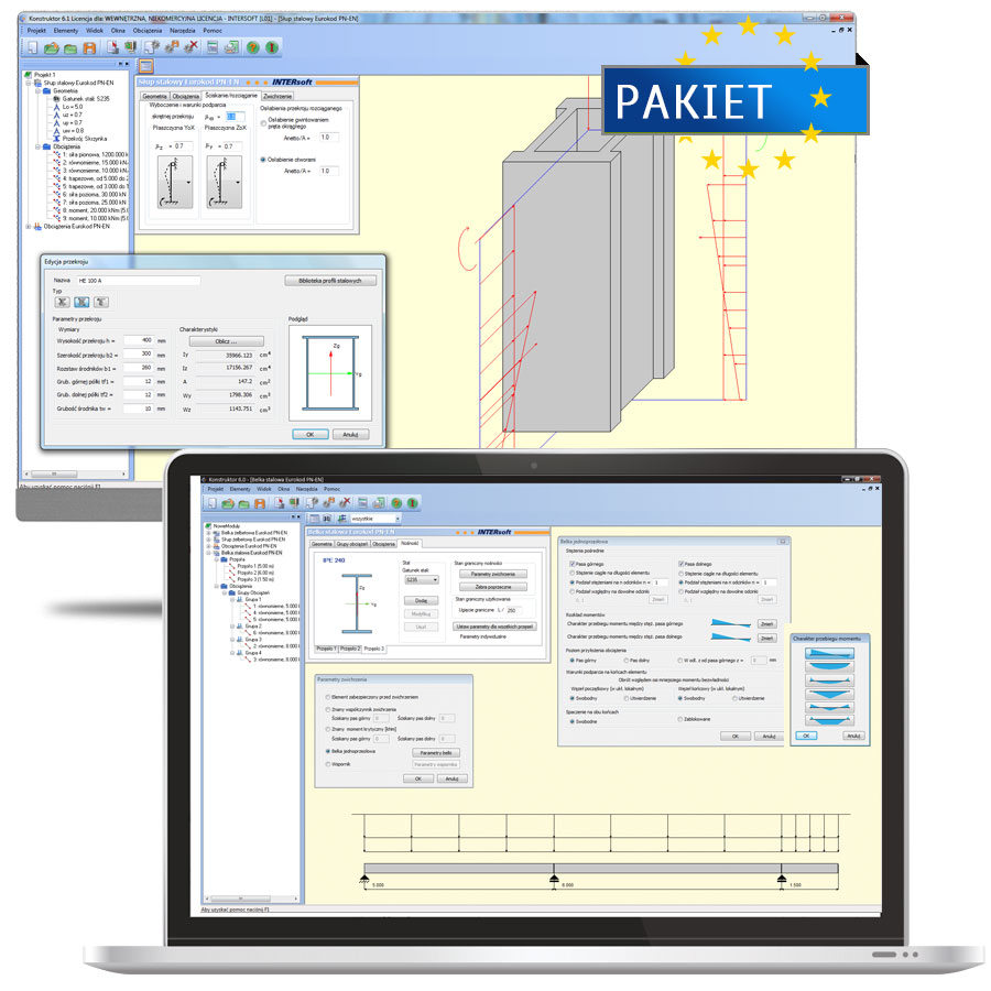 Program Konstruktor – 6 moduw PN-EN z normami Eurokod.