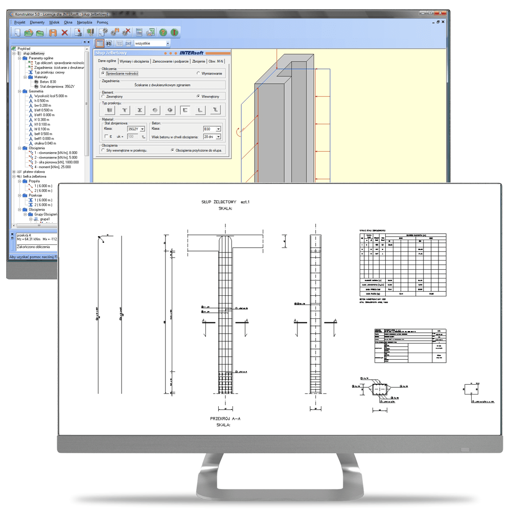 Program Konstruktor – Rysunki DXF – Słup żelbetowy