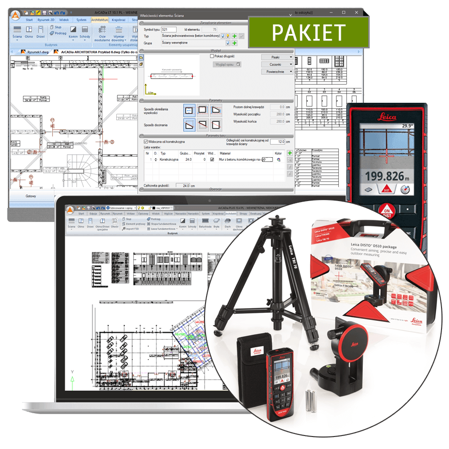 Program Pakiet EXTERIOR PACKAGE Leica DISTO™ D510  + ArCADia BIM LT 14 + ArCADia-INWENTARYZATOR