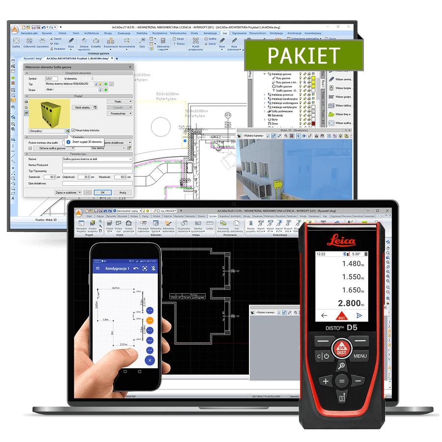 Program Pakiet dalmierz laserowy Leica DISTO™ D5 + ArCADia BIM LT 15 + ArCADia-INWENTARYZATOR 15