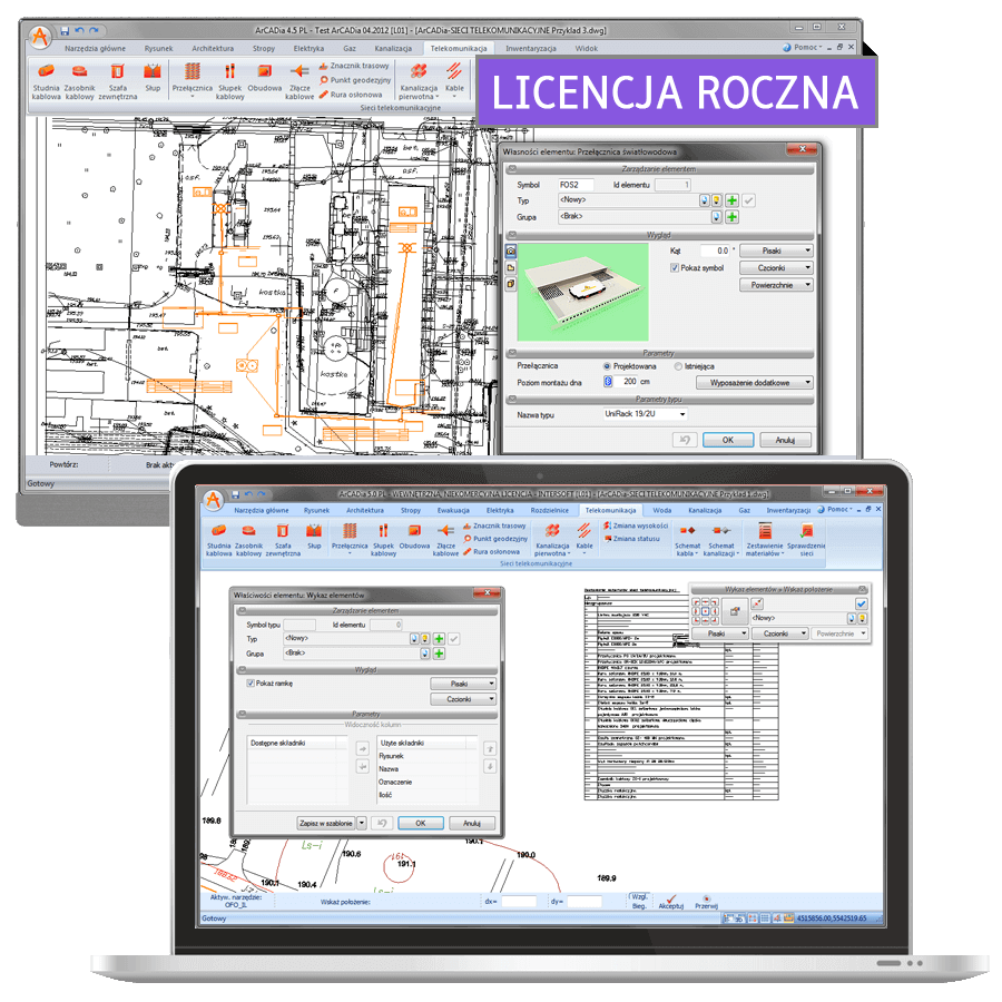 Program ArCADia-SIECI TELEKOMUNIKACYJNE MINI 15 - licencja roczna