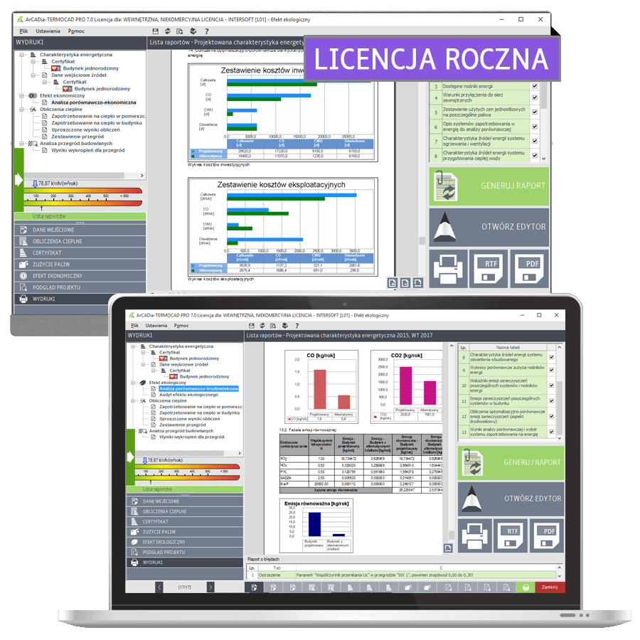 Program Klimatyzacja - zapotrzebowanie na moc chodnicz - licencja roczna